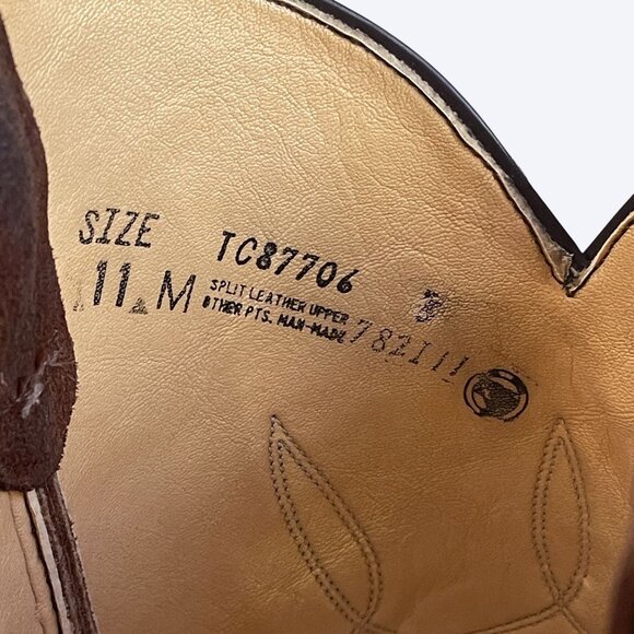 Vintage Levi’s Orange Tab Cowboy Boots Brown Suede Western Men’s Size 11 M - Picture 7 of 8